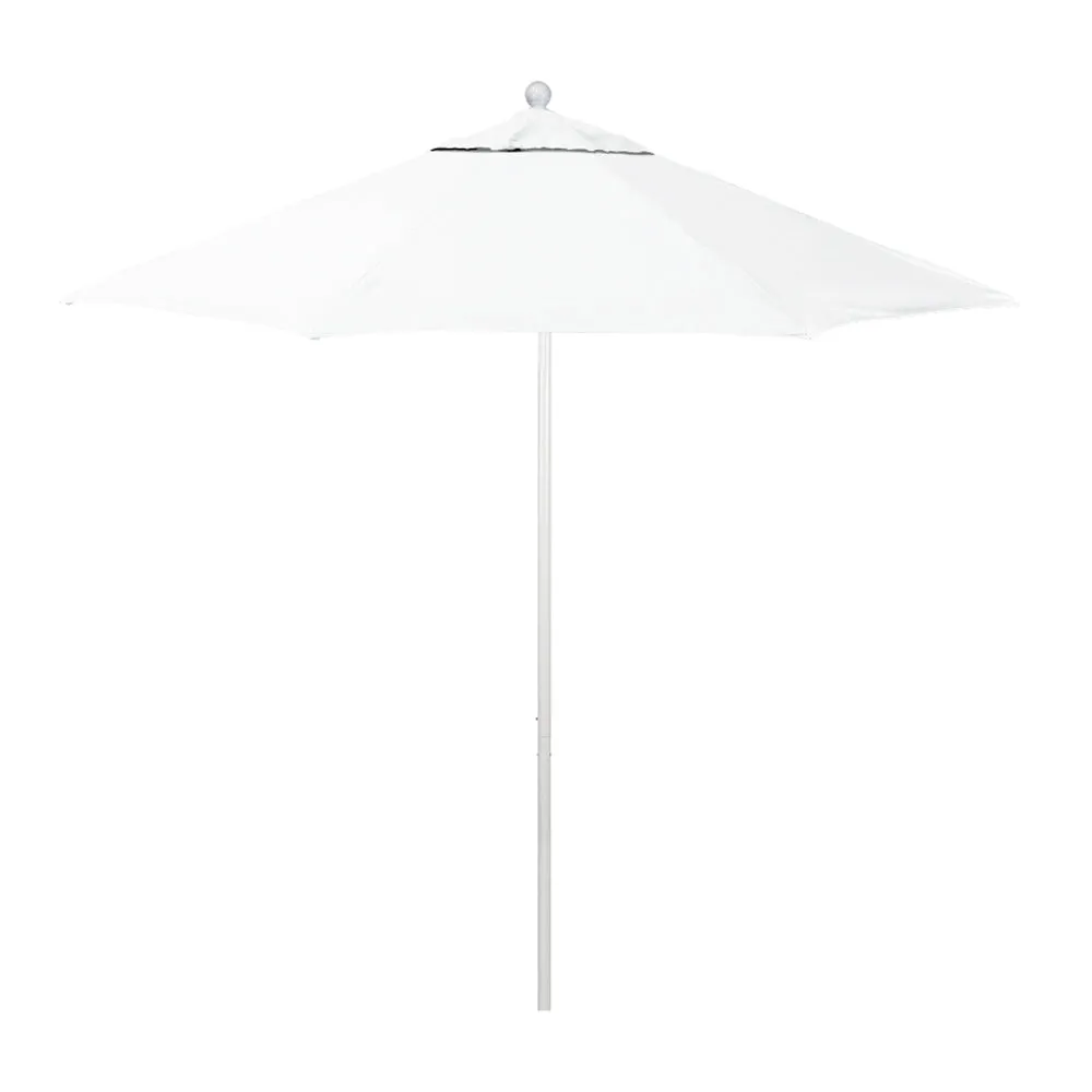 California Umbrella 9' Venture Series Patio Umbrella With Matted White Aluminum Pole Fiberglass Ribs Push Lift With Sunbrella Fabric