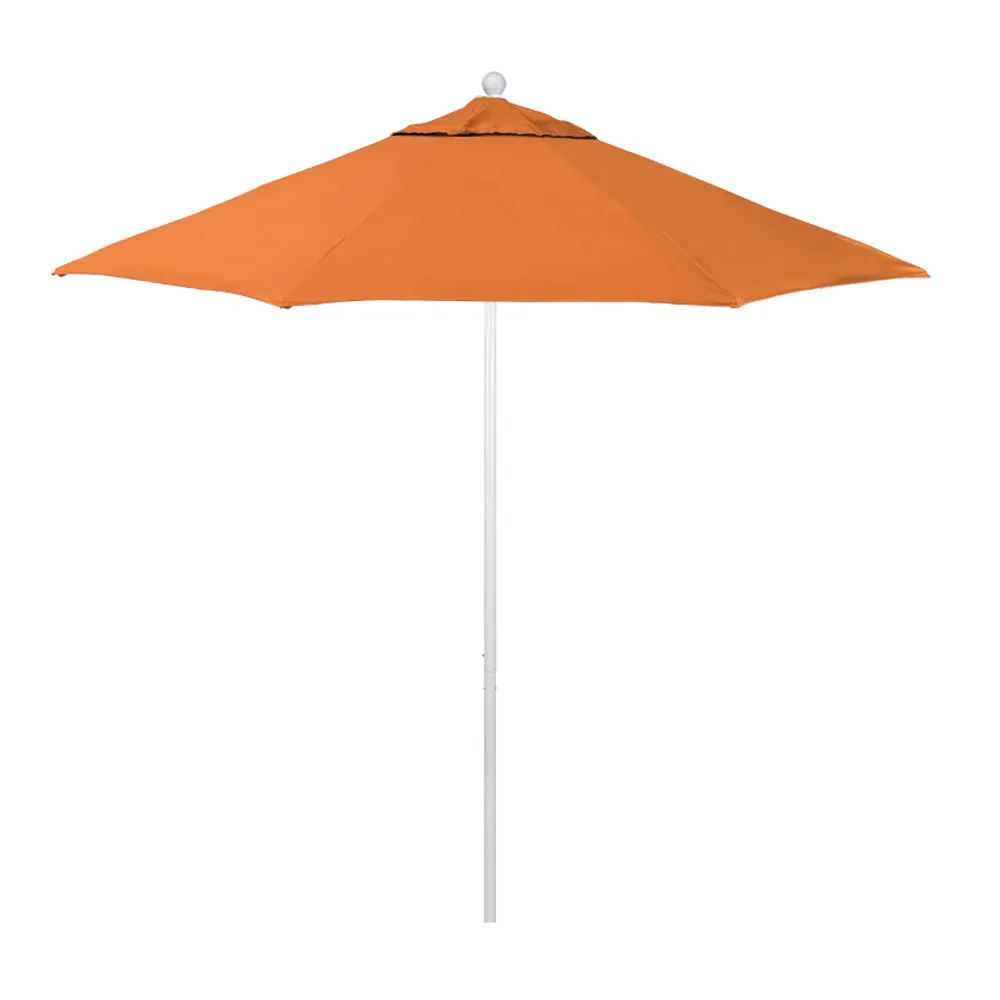 California Umbrella 9' Venture Series Patio Umbrella With Matted White Aluminum Pole Fiberglass Ribs Push Lift With Sunbrella Fabric