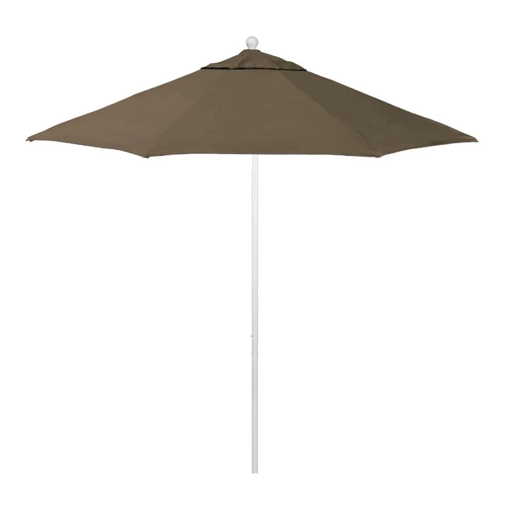 California Umbrella 9' Venture Series Patio Umbrella With Matted White Aluminum Pole Fiberglass Ribs Push Lift With Sunbrella Fabric
