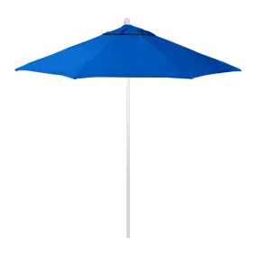 California Umbrella 9' Venture Series Patio Umbrella With Matted White Aluminum Pole Fiberglass Ribs Push Lift With Sunbrella Fabric