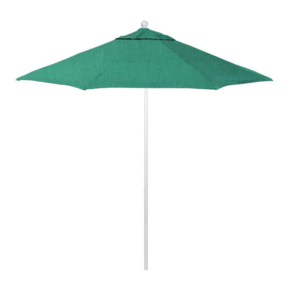 California Umbrella 9' Venture Series Patio Umbrella With Matted White Aluminum Pole Fiberglass Ribs Push Lift With Sunbrella Fabric
