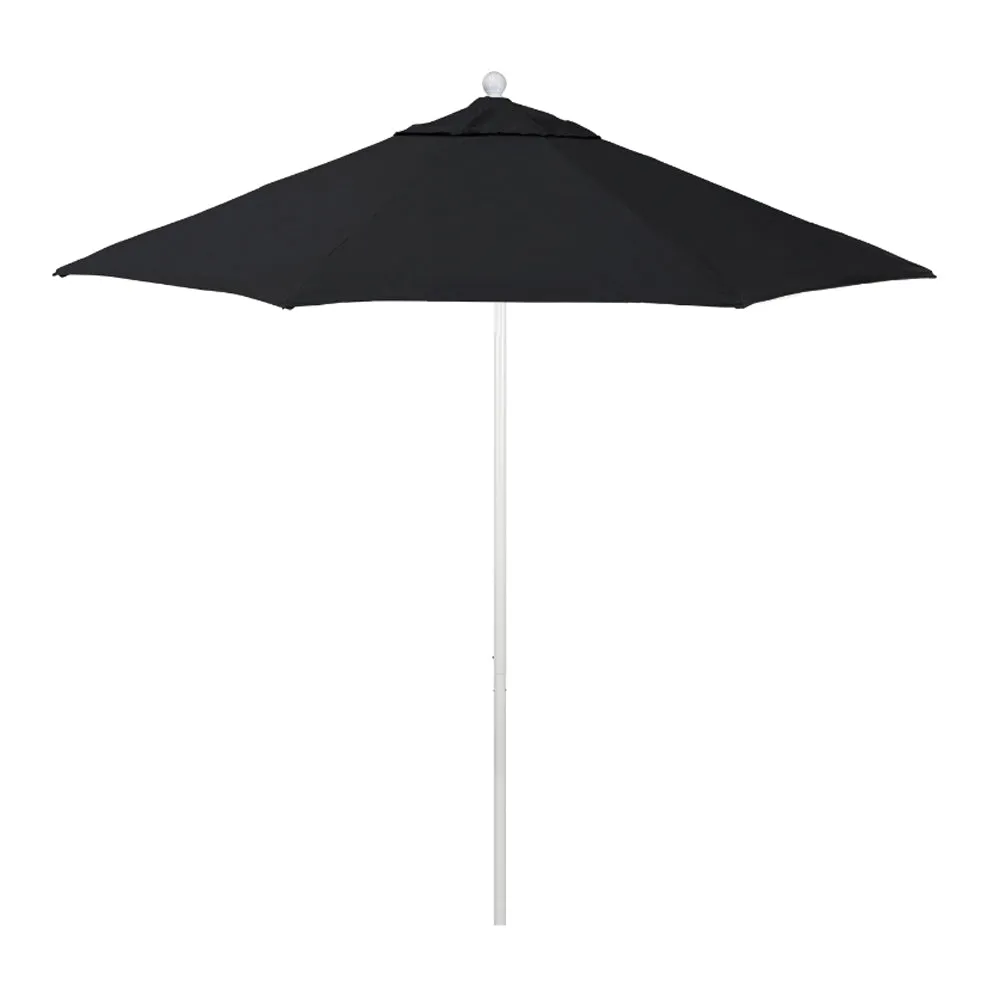 California Umbrella 9' Venture Series Patio Umbrella With Matted White Aluminum Pole Fiberglass Ribs Push Lift With Sunbrella Fabric