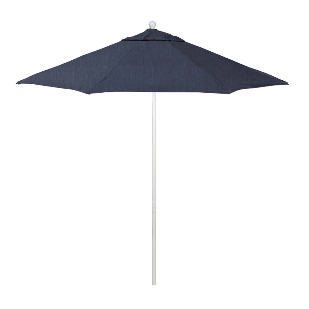 California Umbrella 9' Venture Series Patio Umbrella With Matted White Aluminum Pole Fiberglass Ribs Push Lift With Sunbrella Fabric