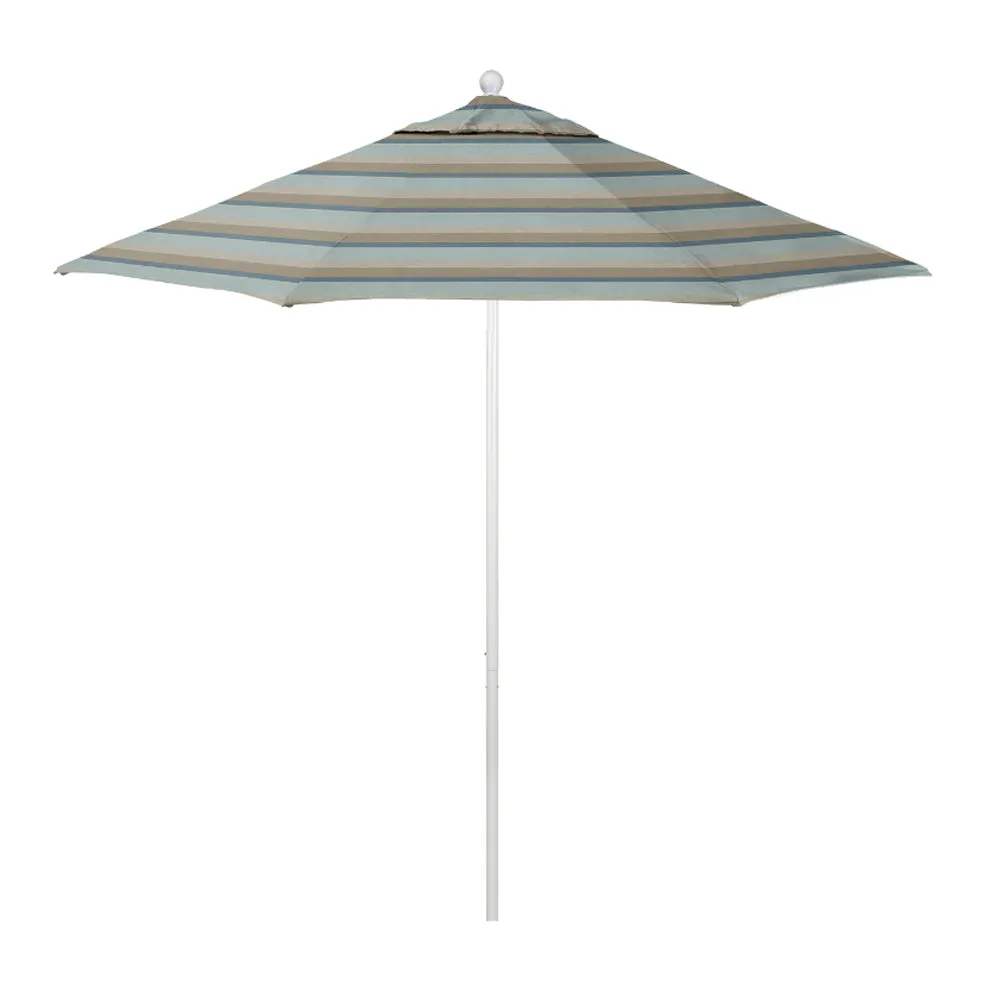California Umbrella 9' Venture Series Patio Umbrella With Matted White Aluminum Pole Fiberglass Ribs Push Lift With Sunbrella Fabric