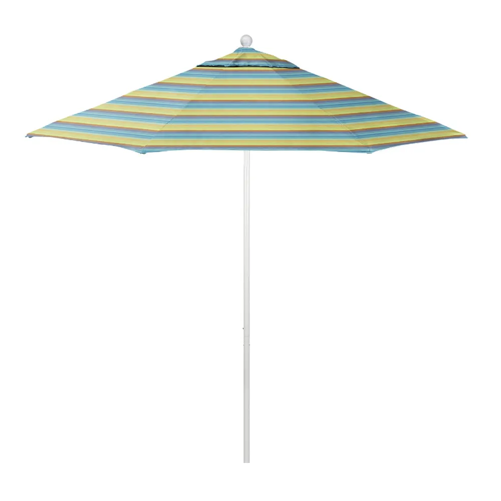 California Umbrella 9' Venture Series Patio Umbrella With Matted White Aluminum Pole Fiberglass Ribs Push Lift With Sunbrella Fabric