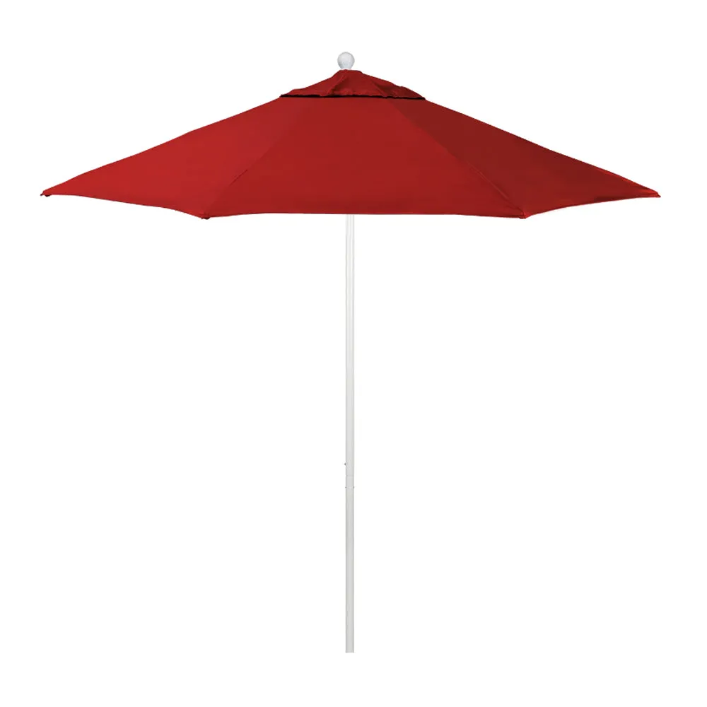 California Umbrella 9' Venture Series Patio Umbrella With Matted White Aluminum Pole Fiberglass Ribs Push Lift With Sunbrella Fabric