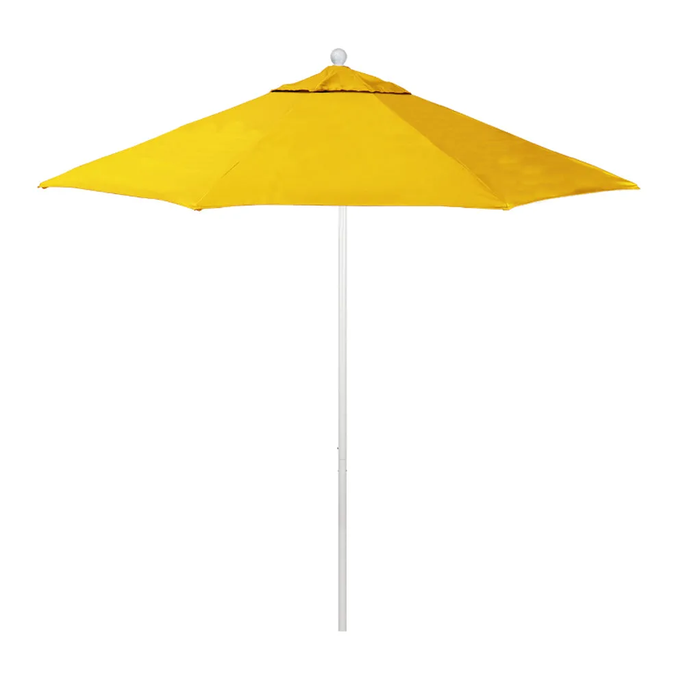 California Umbrella 9' Venture Series Patio Umbrella With Matted White Aluminum Pole Fiberglass Ribs Push Lift With Sunbrella Fabric