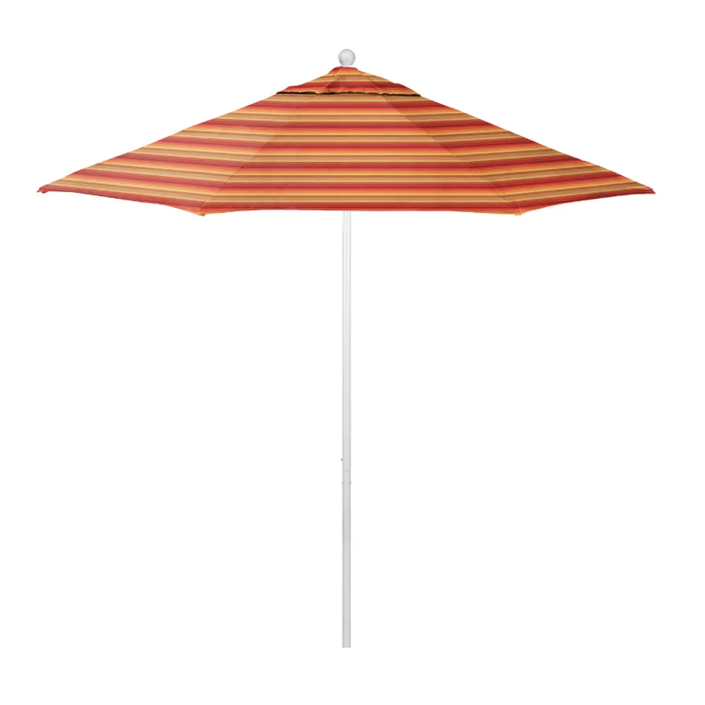 California Umbrella 9' Venture Series Patio Umbrella With Matted White Aluminum Pole Fiberglass Ribs Push Lift With Sunbrella Fabric