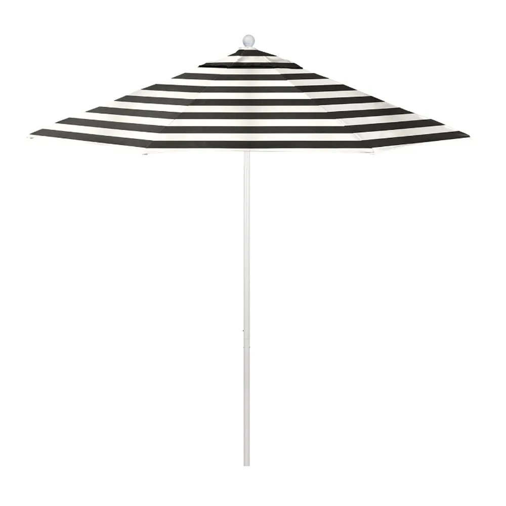 California Umbrella 9' Venture Series Patio Umbrella With Matted White Aluminum Pole Fiberglass Ribs Push Lift With Sunbrella Fabric