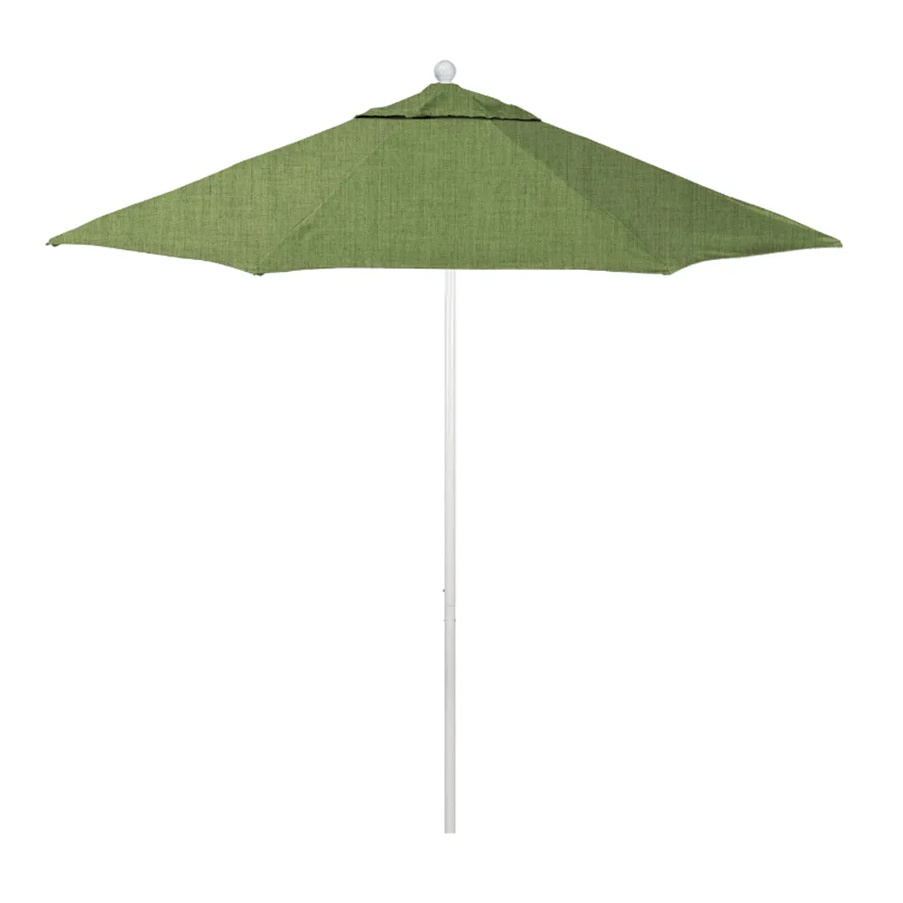 California Umbrella 9' Venture Series Patio Umbrella With Matted White Aluminum Pole Fiberglass Ribs Push Lift With Sunbrella Fabric