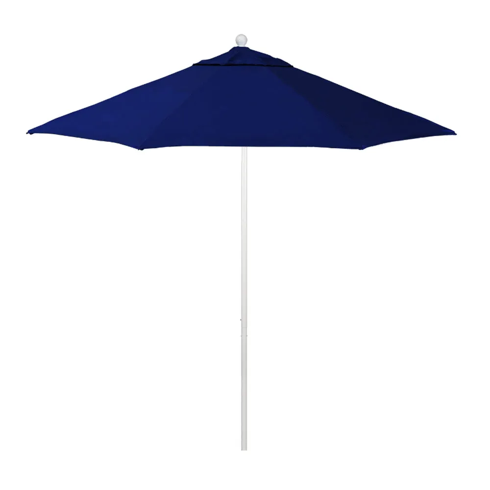 California Umbrella 9' Venture Series Patio Umbrella With Matted White Aluminum Pole Fiberglass Ribs Push Lift With Sunbrella Fabric