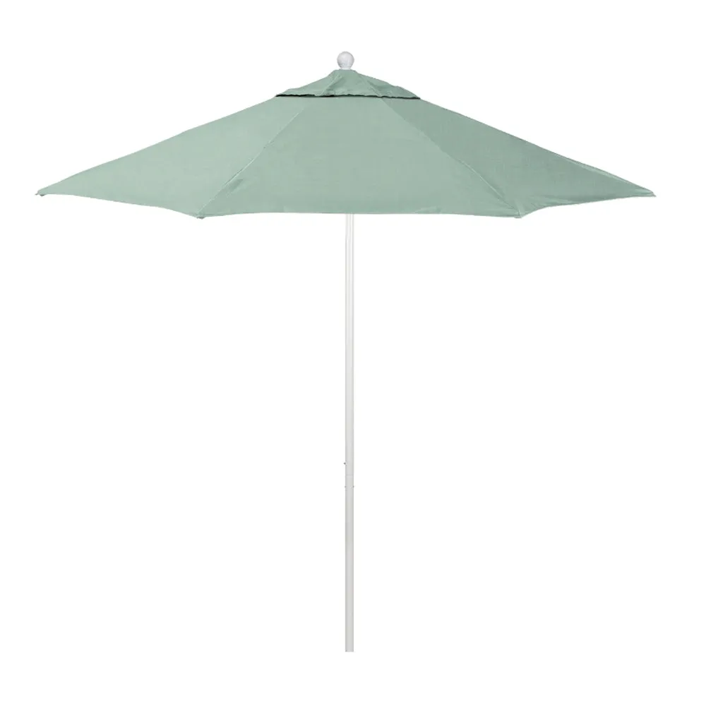 California Umbrella 9' Venture Series Patio Umbrella With Matted White Aluminum Pole Fiberglass Ribs Push Lift With Sunbrella Fabric