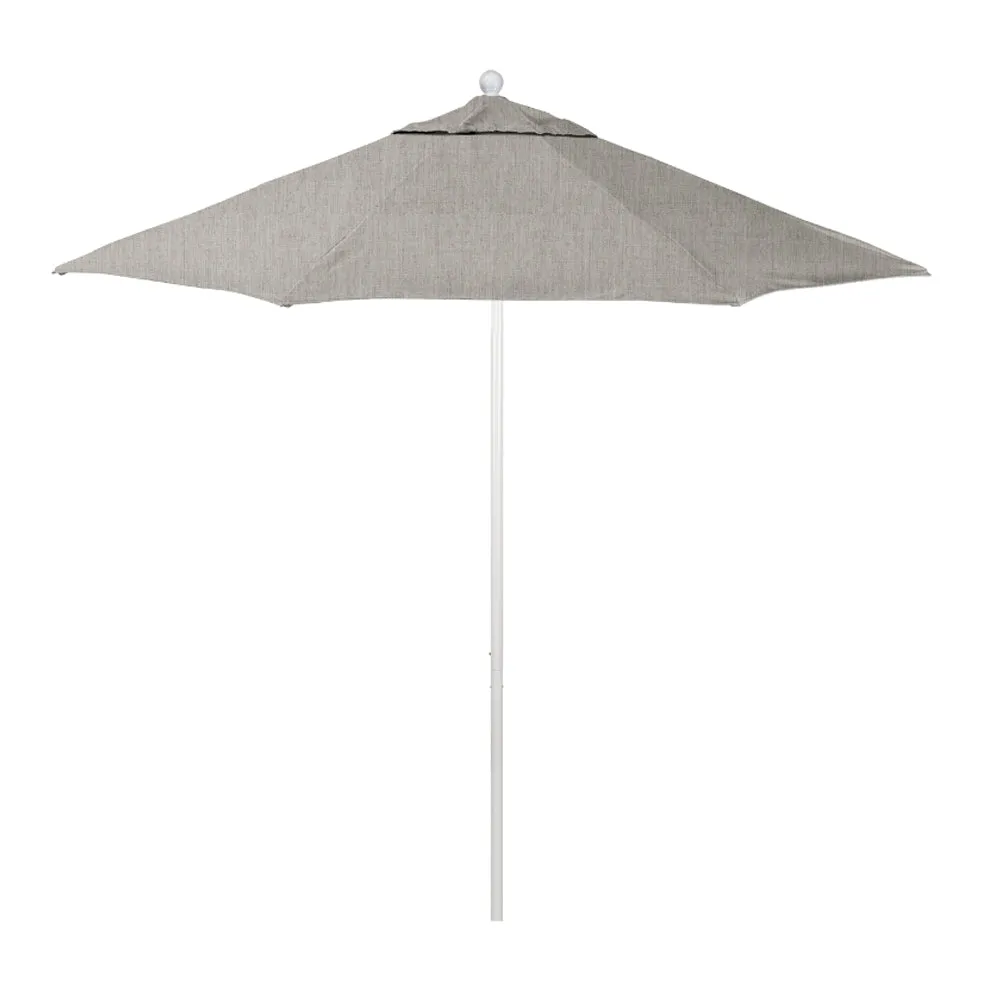 California Umbrella 9' Venture Series Patio Umbrella With Matted White Aluminum Pole Fiberglass Ribs Push Lift With Sunbrella Fabric