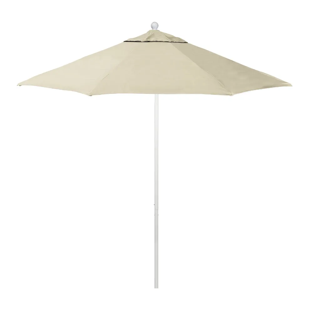 California Umbrella 9' Venture Series Patio Umbrella With Matted White Aluminum Pole Fiberglass Ribs Push Lift With Sunbrella Fabric