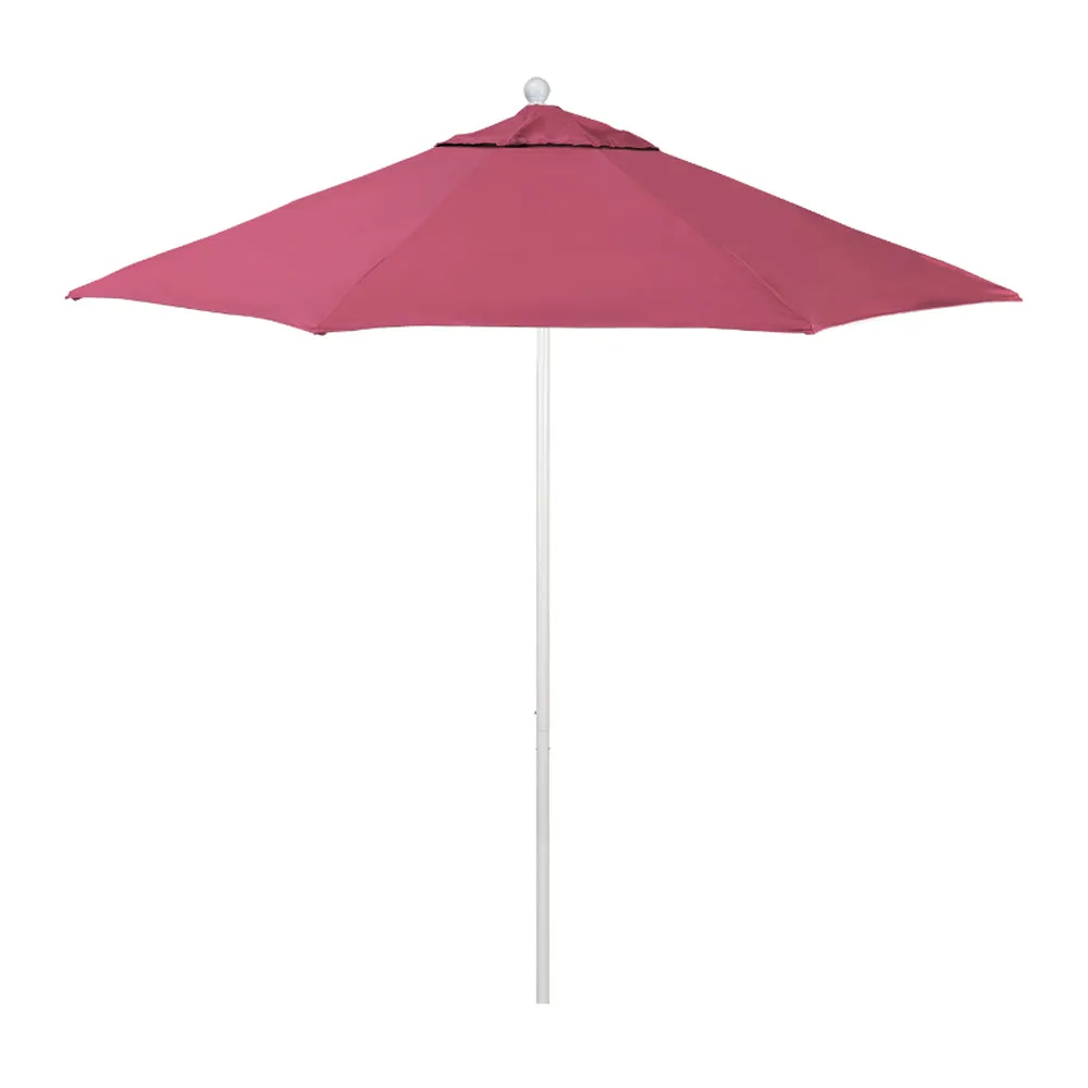 California Umbrella 9' Venture Series Patio Umbrella With Matted White Aluminum Pole Fiberglass Ribs Push Lift With Sunbrella Fabric