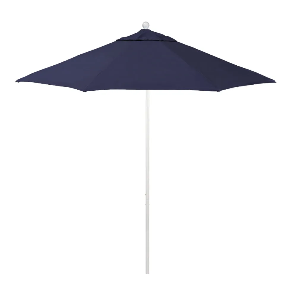 California Umbrella 9' Venture Series Patio Umbrella With Matted White Aluminum Pole Fiberglass Ribs Push Lift With Sunbrella Fabric