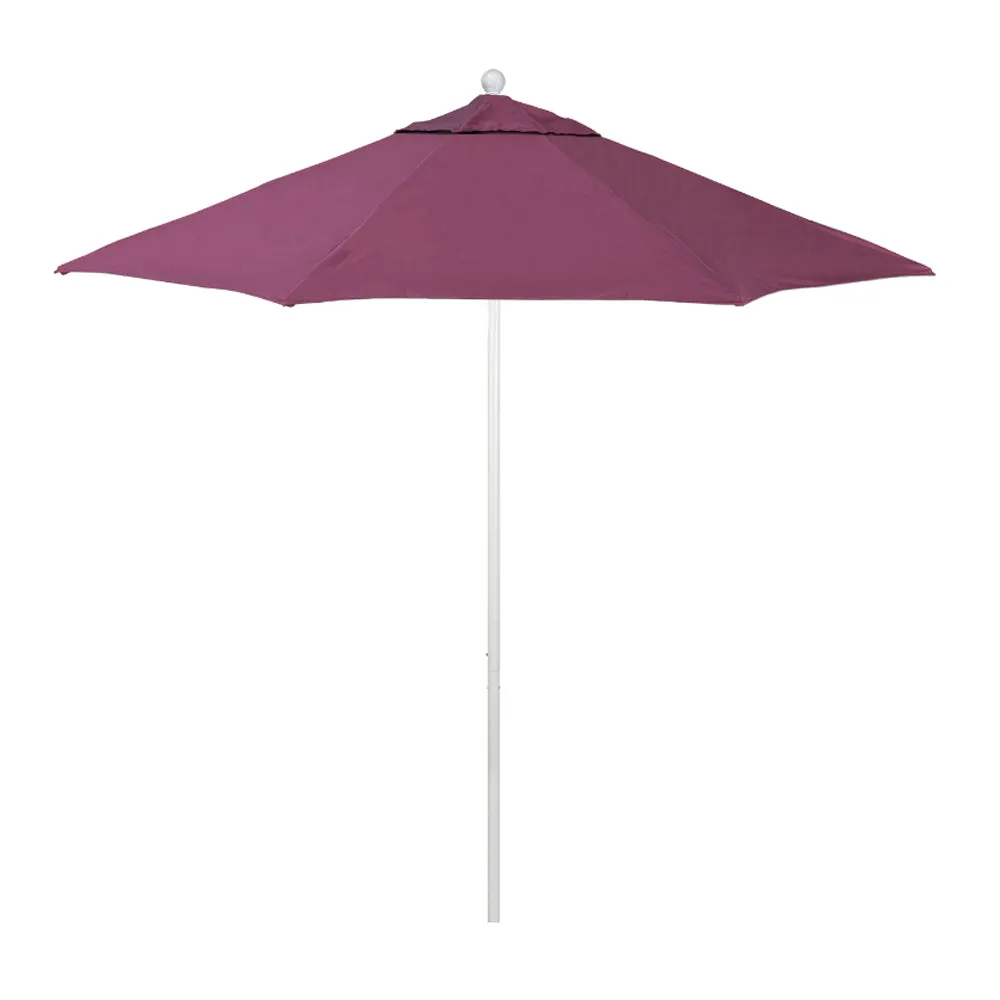 California Umbrella 9' Venture Series Patio Umbrella With Matted White Aluminum Pole Fiberglass Ribs Push Lift With Sunbrella Fabric
