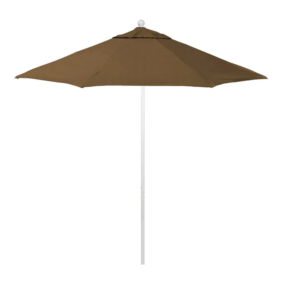 California Umbrella 9' Venture Series Patio Umbrella With Matted White Aluminum Pole Fiberglass Ribs Push Lift With Sunbrella Fabric