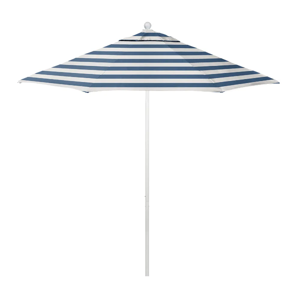 California Umbrella 9' Venture Series Patio Umbrella With Matted White Aluminum Pole Fiberglass Ribs Push Lift With Sunbrella Fabric
