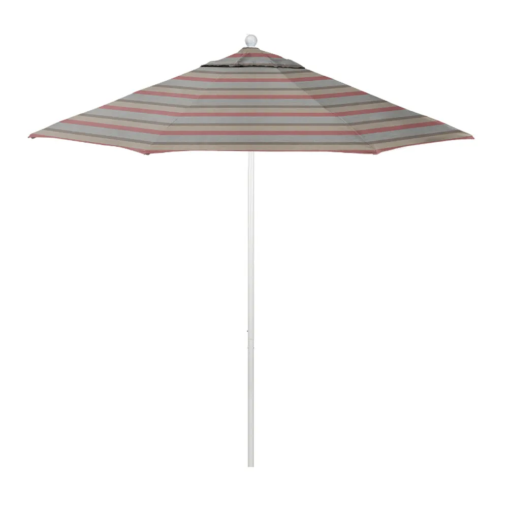California Umbrella 9' Venture Series Patio Umbrella With Matted White Aluminum Pole Fiberglass Ribs Push Lift With Sunbrella Fabric