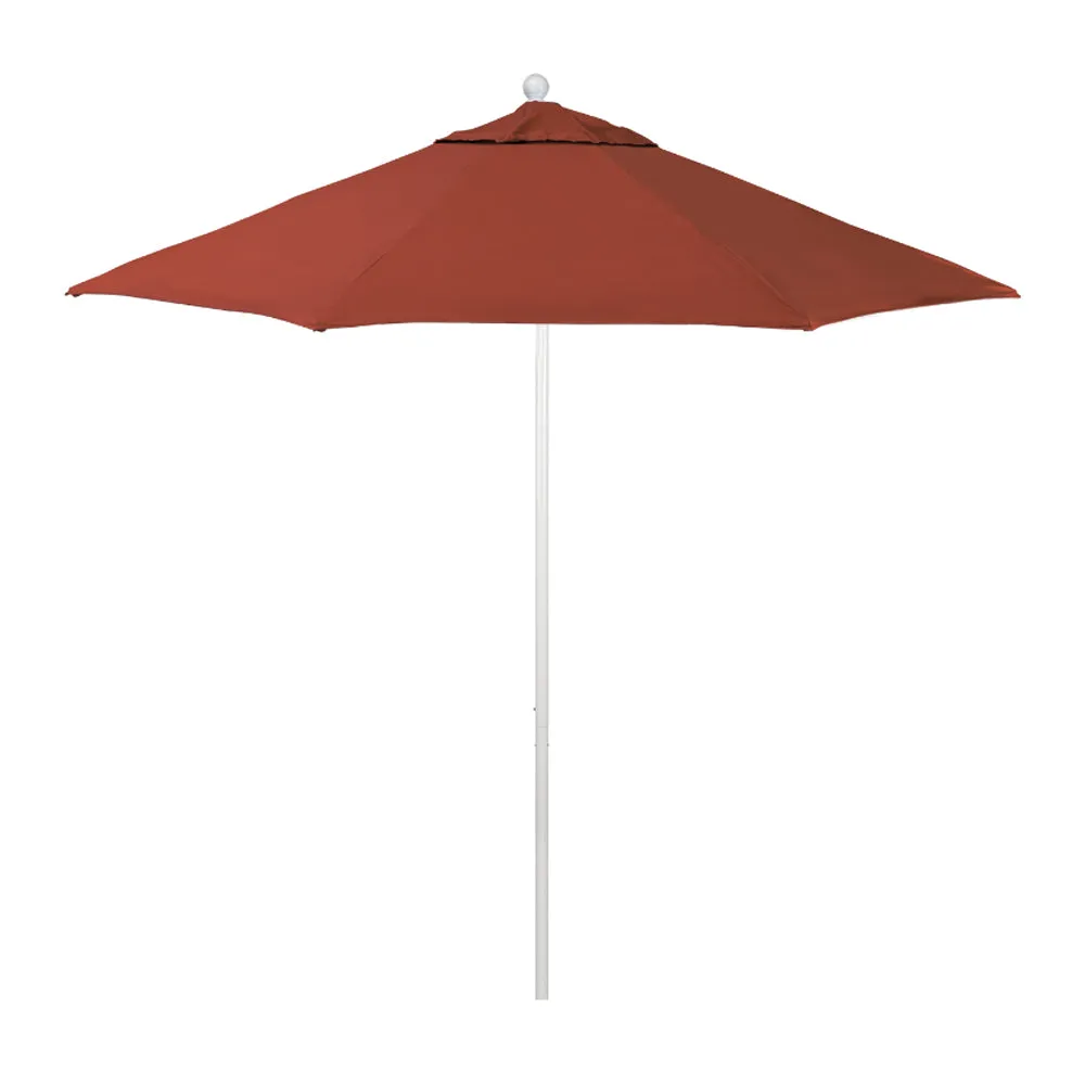 California Umbrella 9' Venture Series Patio Umbrella With Matted White Aluminum Pole Fiberglass Ribs Push Lift With Sunbrella Fabric