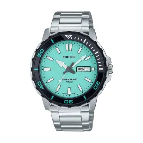 Casio Divers Style Turquoise Blue Dial Stainless Steel Watch - MTD125D-2A2