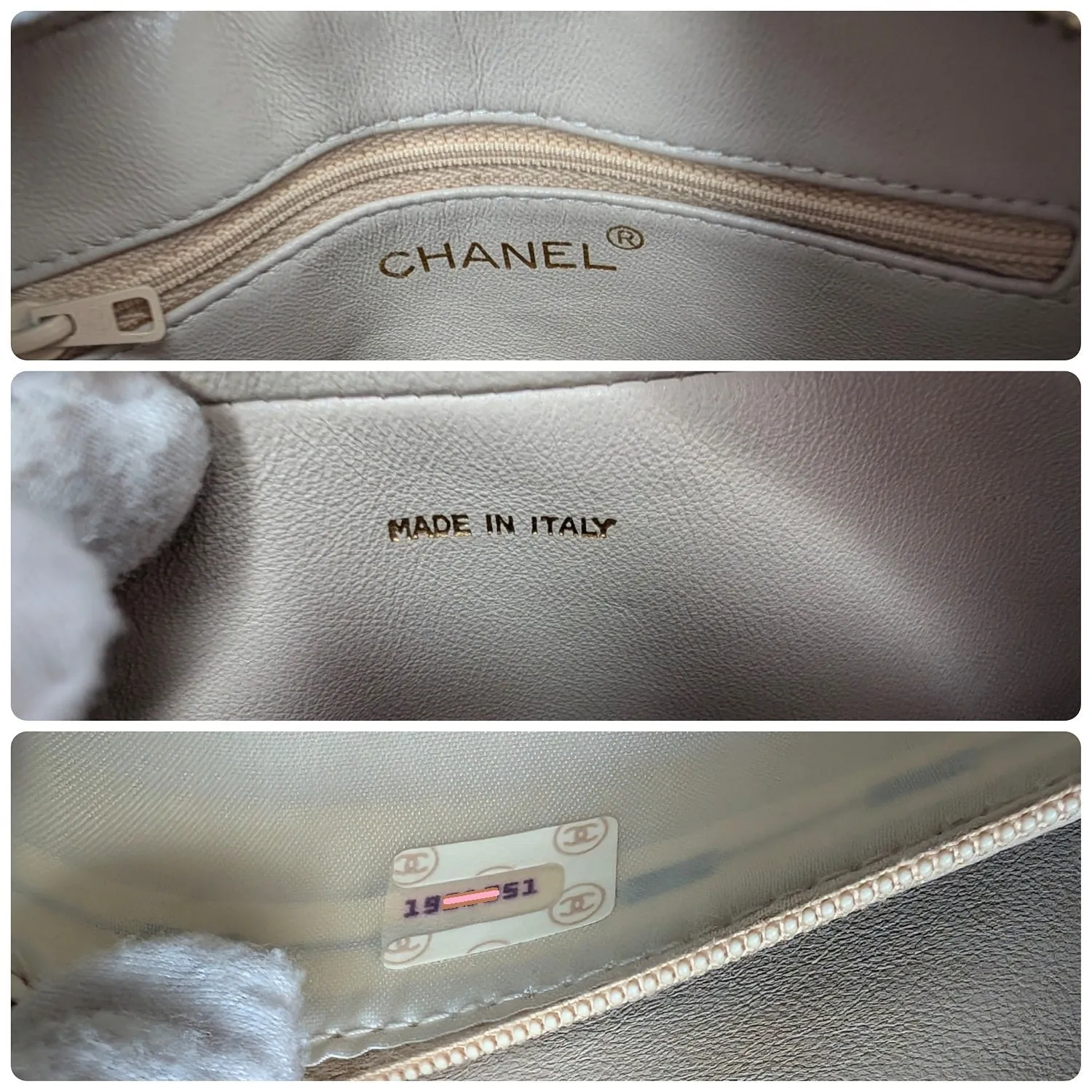 Chanel Vintage Cream Quilted Front Pocket Camera Tassel Bag