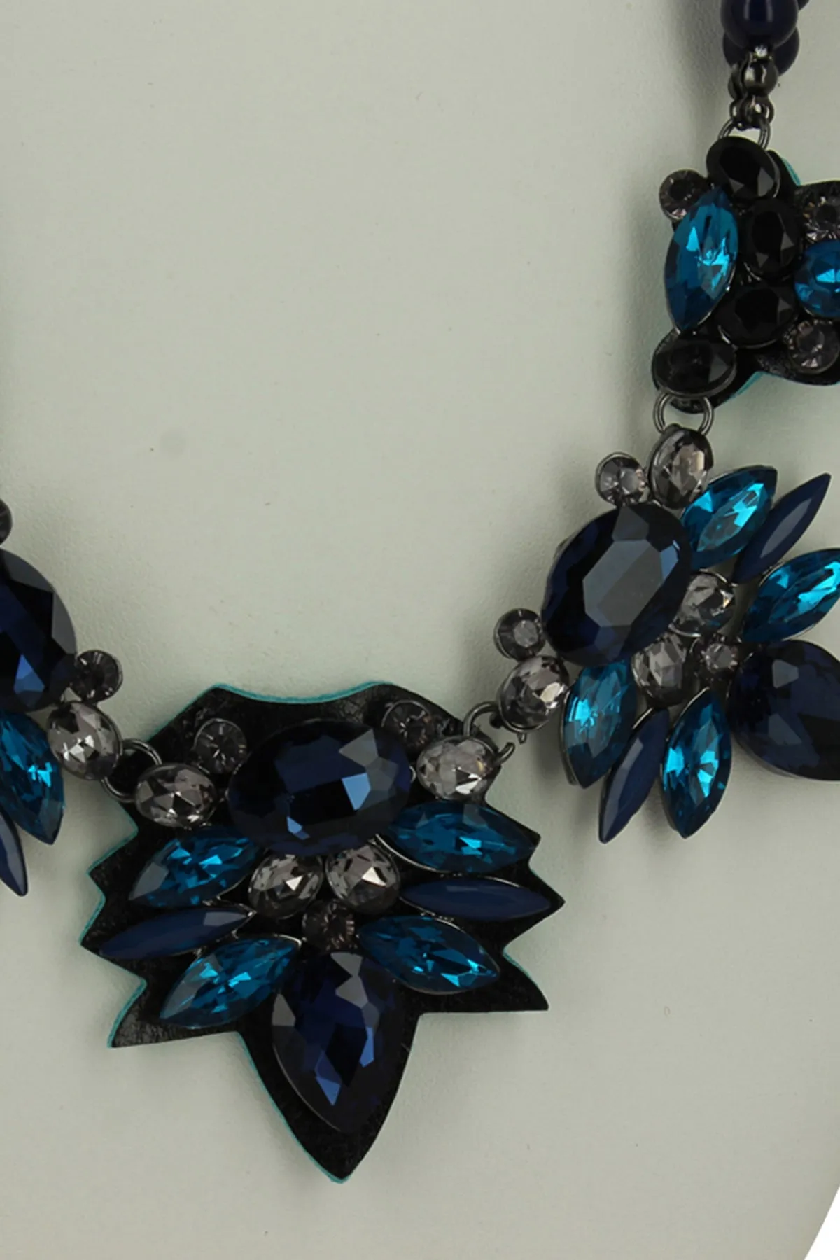 Cheryl Navy Bead Necklace with Blue & Teal Stones
