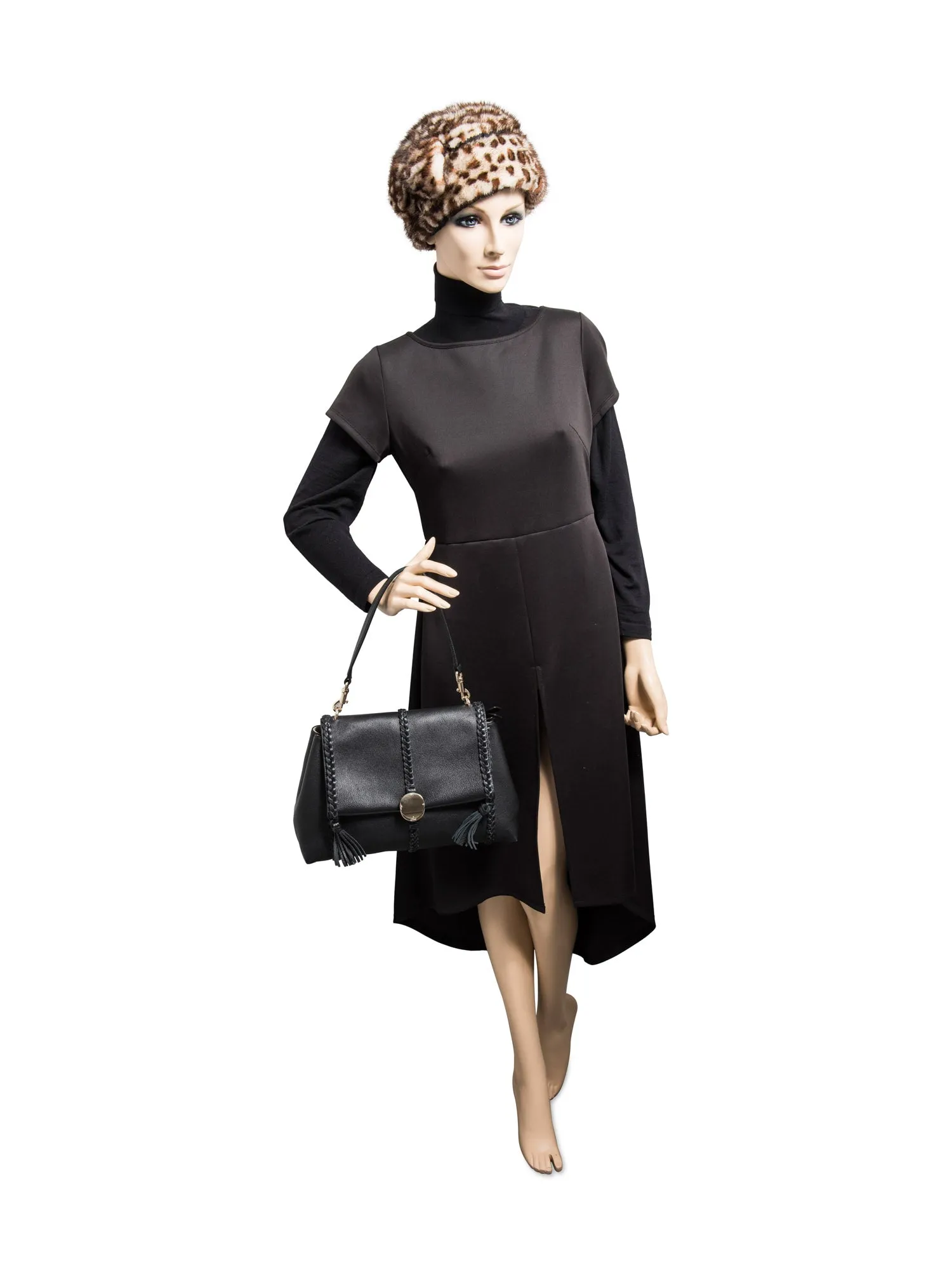 Chloe Leather Penelope Tassel Messenger Bag Black Gold