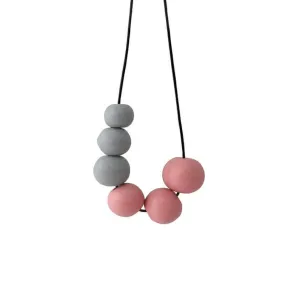 Chunky Statement Necklace in Grey & Pink