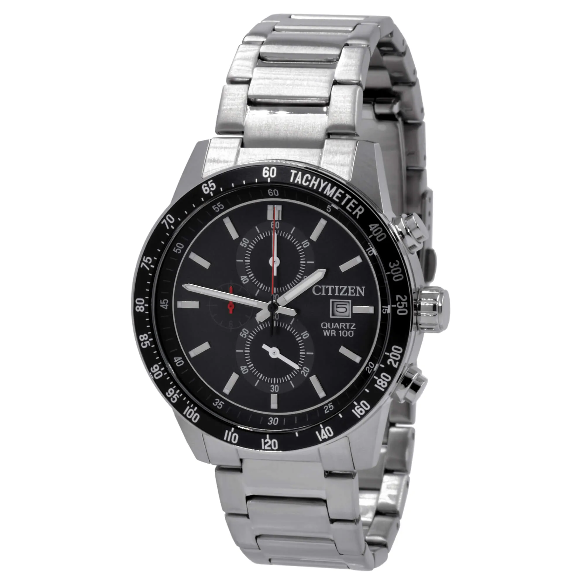 Citizen Men's Watch - Chronograph Black Dial Stainless Steel Bracelet | AN3600-59E
