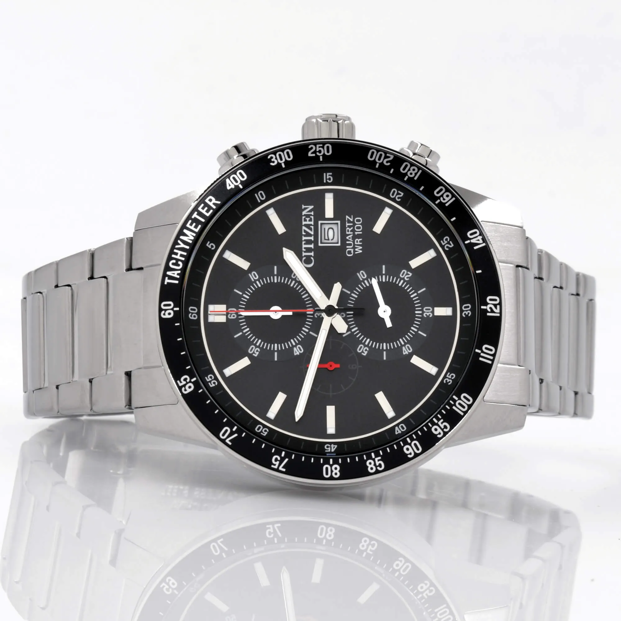 Citizen Men's Watch - Chronograph Black Dial Stainless Steel Bracelet | AN3600-59E