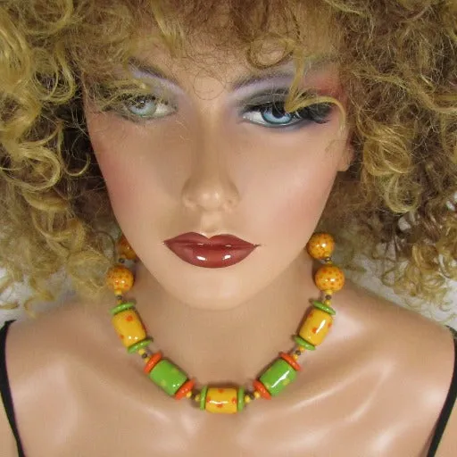 Citrus Kazuri Necklace Fair Trade Kazuri Bead Necklace