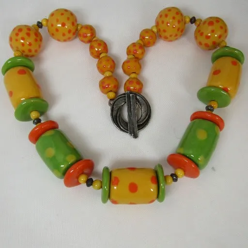 Citrus Kazuri Necklace Fair Trade Kazuri Bead Necklace