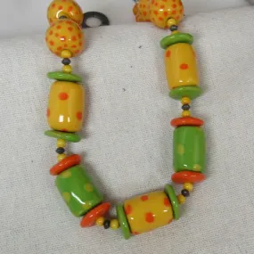 Citrus Kazuri Necklace Fair Trade Kazuri Bead Necklace