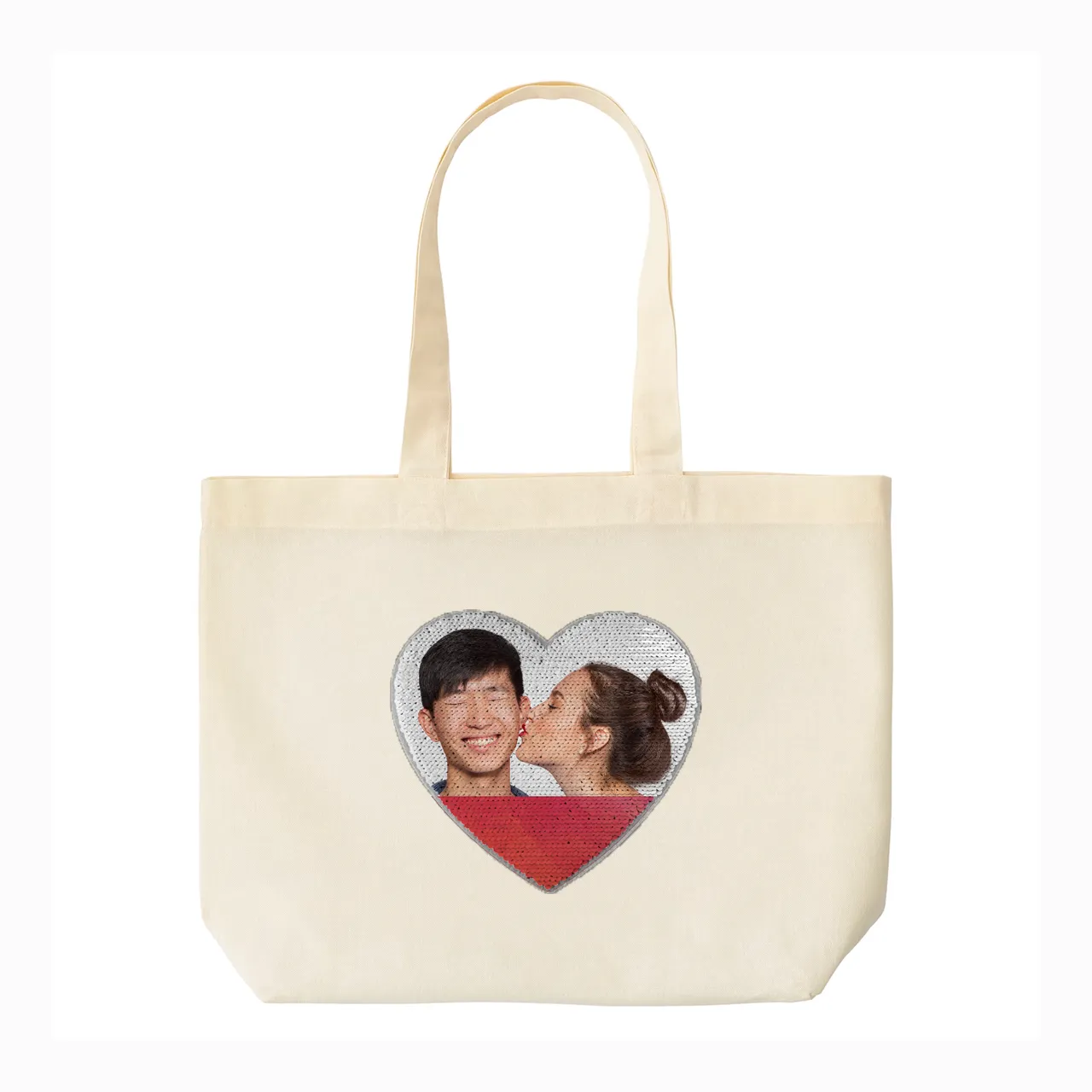 Custom Print Tote Bag, Personalized Custom Sequin Canvas Tote, Photo, Logo Full Color Print, Welcome beach bags