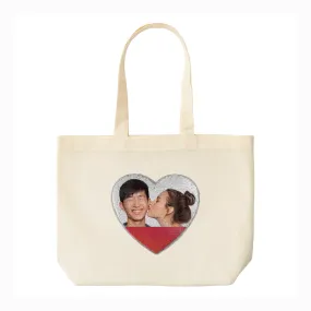 Custom Print Tote Bag, Personalized Custom Sequin Canvas Tote, Photo, Logo Full Color Print, Welcome beach bags