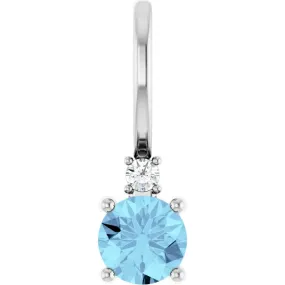 Dainty aquamarine and diamond pendant