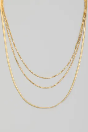 Dainty Triple Layered Chain Necklace in Gold