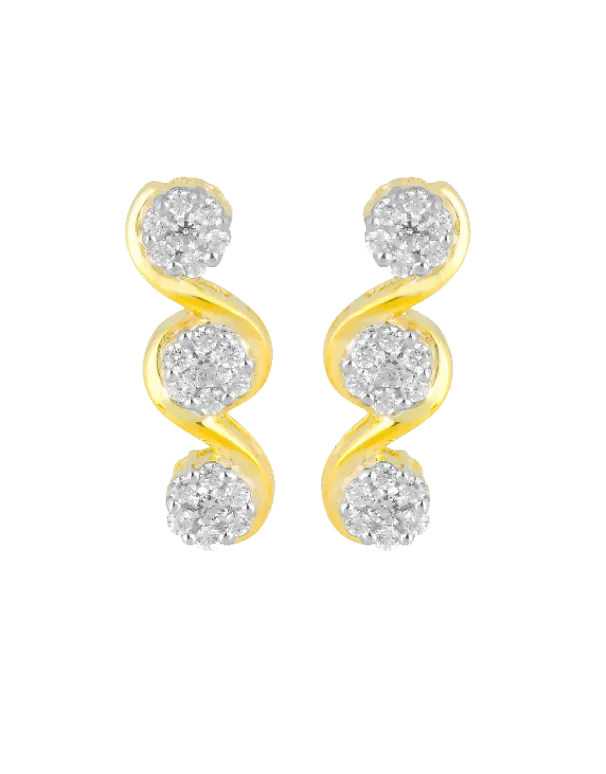 Diamond Earrings - 9ct Diamond Set Yellow Gold Earrings - 756336