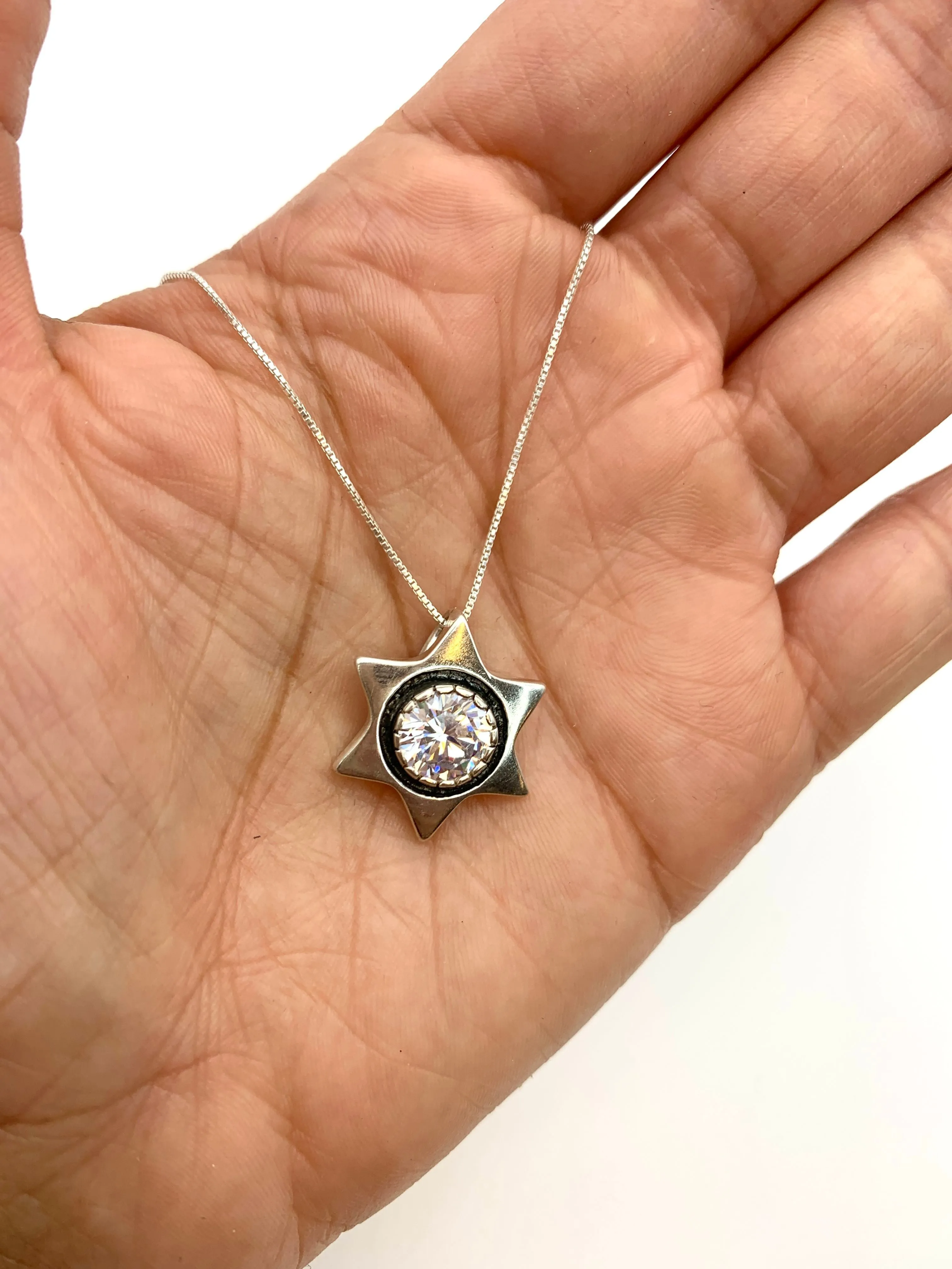Diamond Star Pendant - Sparkly Star Necklace - Star of David Necklace