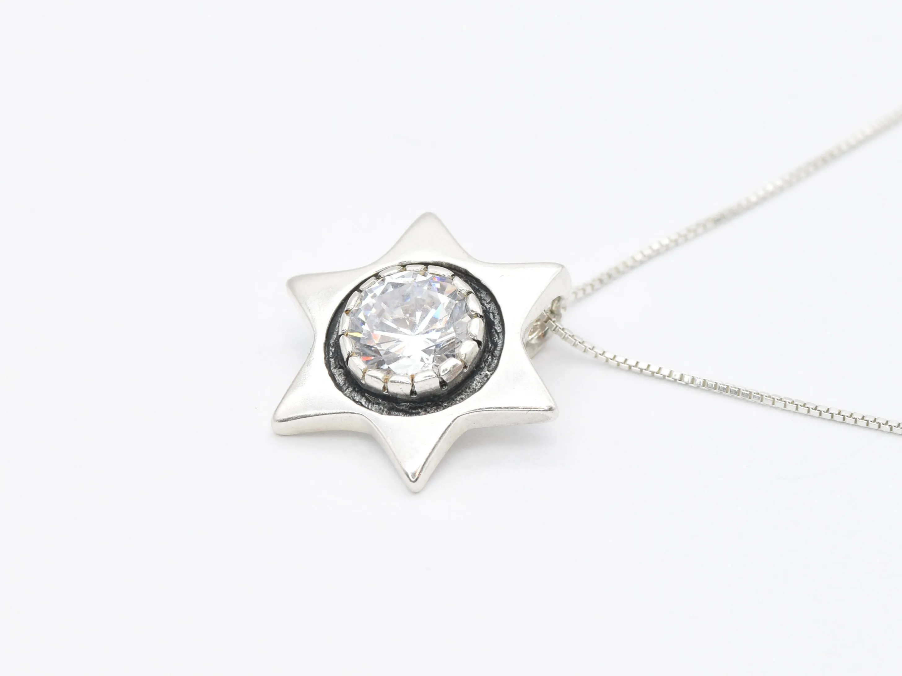 Diamond Star Pendant - Sparkly Star Necklace - Star of David Necklace