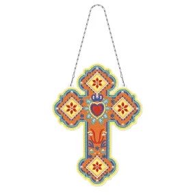 DIY Diamond Mosaic Pendant Artwork 5D With Light Strip Cross Handmade Girls Gift