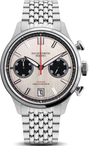 Duckworth Prestex Lostock Silver 40mm Quartz Chronograph Bracelet