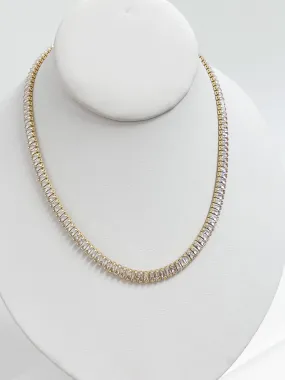 Elena - Baguette Gold Tennis Necklace