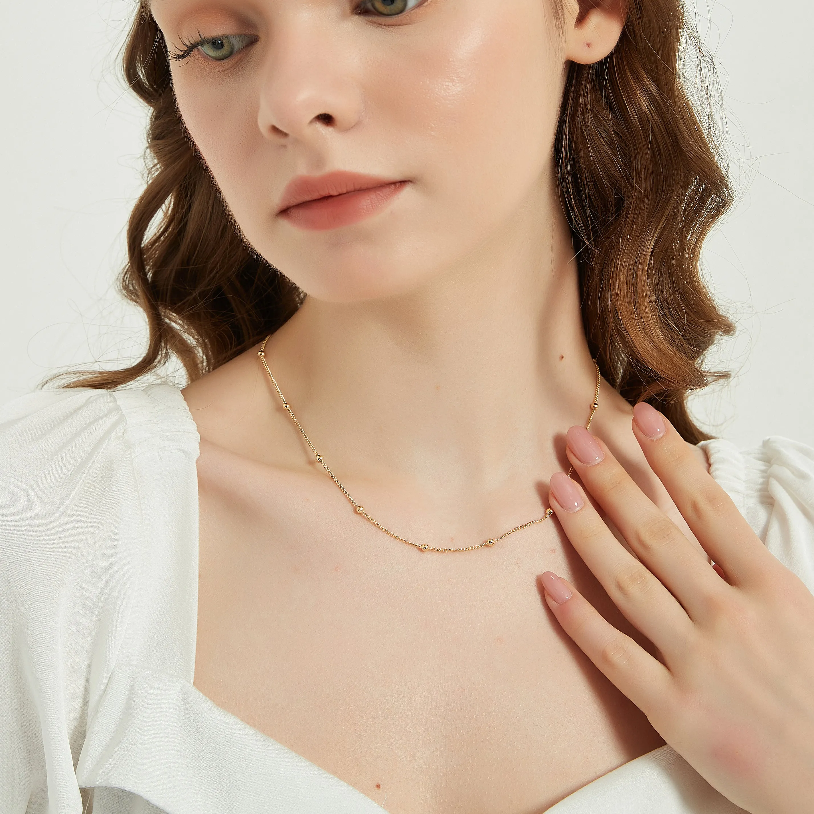 Elise dainty satellite ball chain necklace