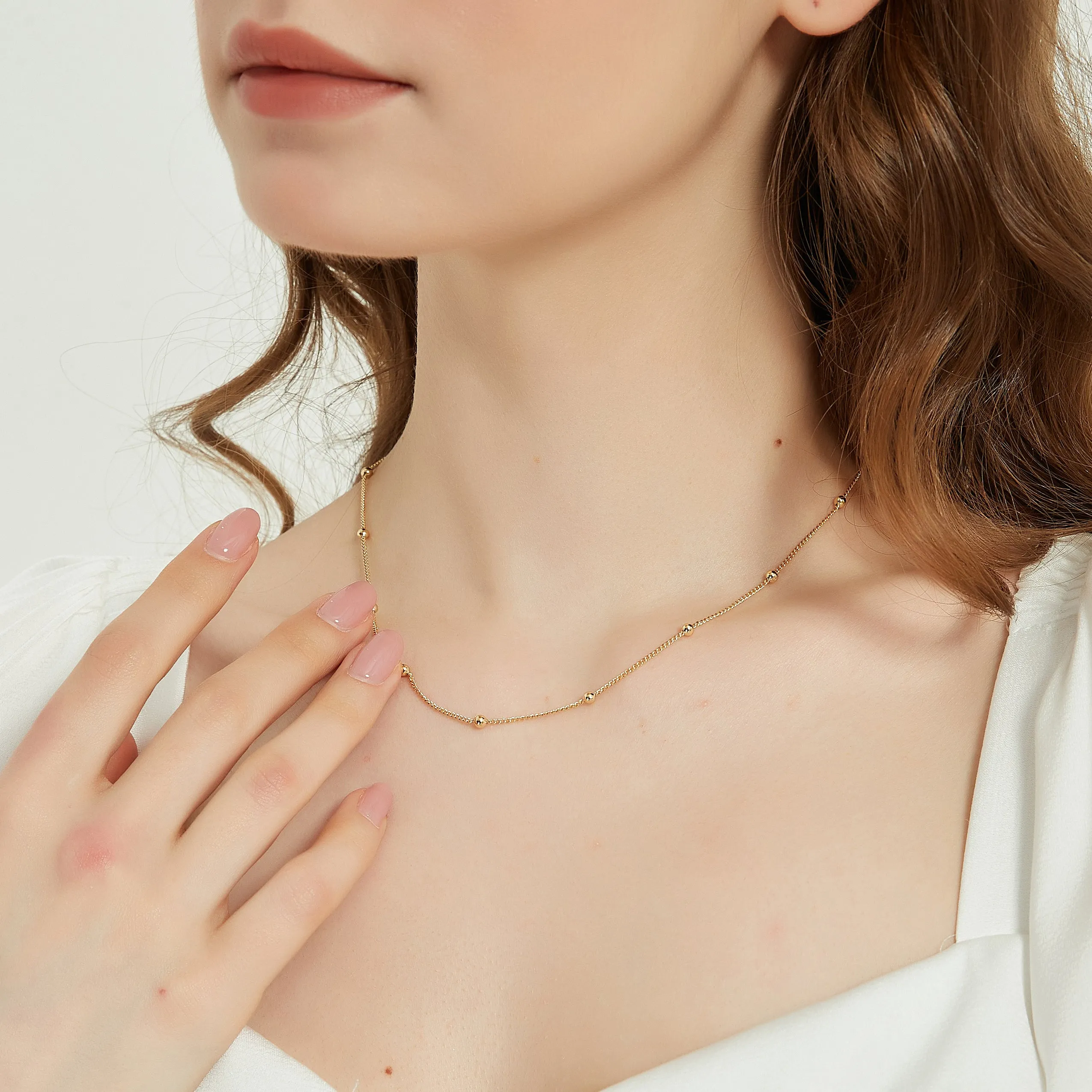 Elise dainty satellite ball chain necklace