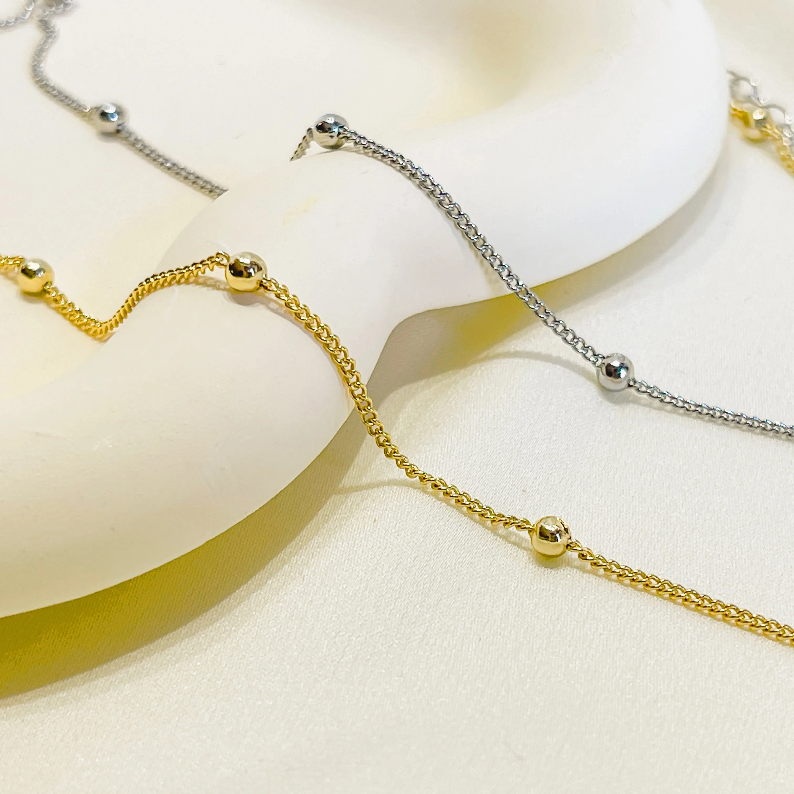 Elise dainty satellite ball chain necklace