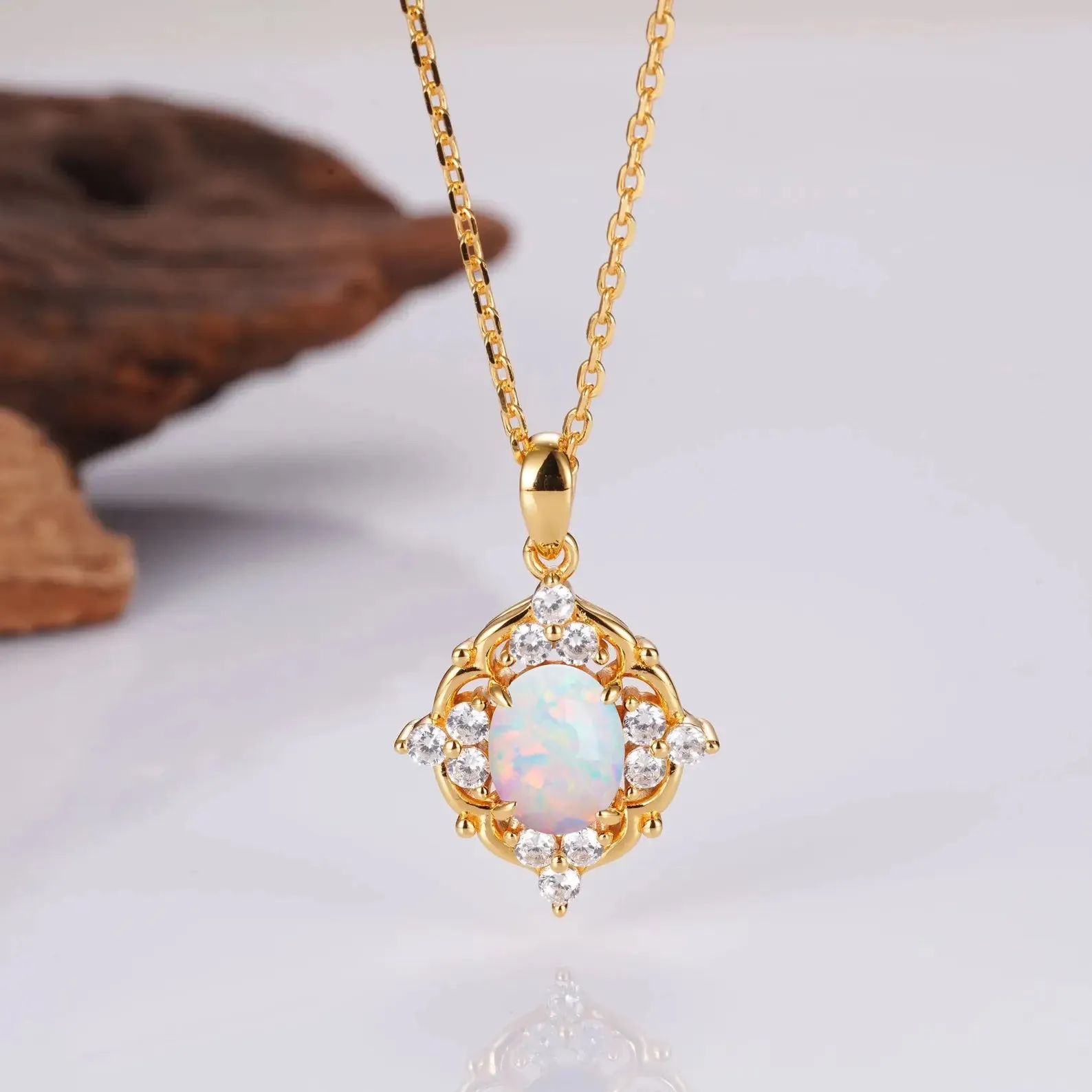 Fia Opal Necklace Sterling Silver