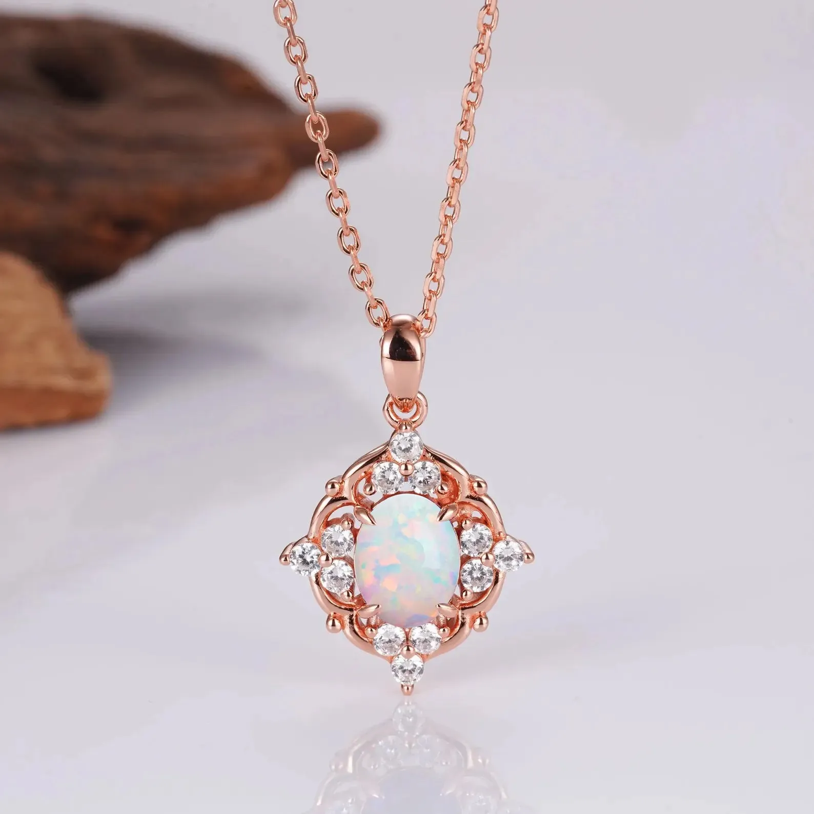 Fia Opal Necklace Sterling Silver